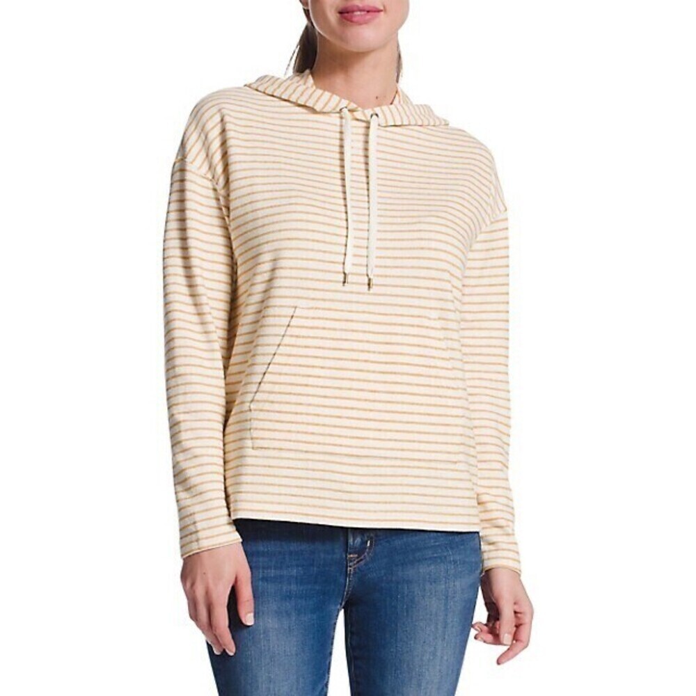 Chaps Women's Drawstring Kangaroo Pocket Long Sleeve Hoodie Golden Stripe Size M